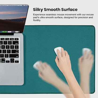 ALOANES Dark Green Waterproof Desk Mat,Large Extended Mouse Mat,Office Desk Protector with Anti-Slip Base,Stitched Edge,Grain Jacquard Surface,Perfect for Gamer,Office&Home, XL(11.81''x27.56''x0.12'')