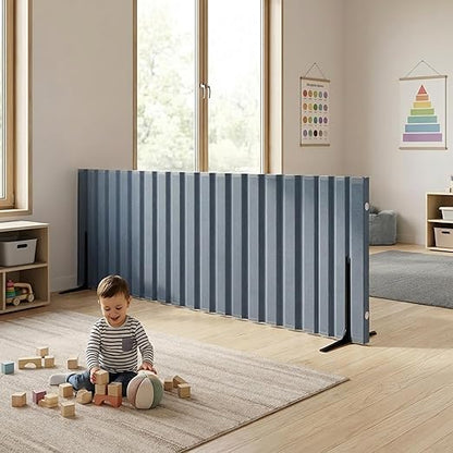 Angeles 30" x 10' Quiet Divider With Sound Dampening Panels, Freestanding Room Divider Wall, Gray