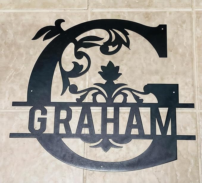 Personalized Metal Name Signs, Split Letter Monogram Wall Decor, Custom Last Name Sign, Family Name Sign for Outdoor, Personalized Wedding Gift, Garden Decor, Metal Wall Art, Housewarming Gift (MonogramDesign_4)