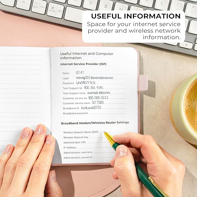 Clever Fox Password Book with alphabetical tabs. Internet Address Organizer Logbook. Small Pocket Password Keeper for Website Logins (Rose Gold)