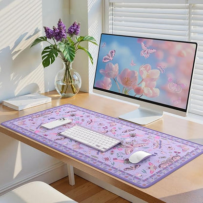 iCasso Purple Large Mouse Pad, Desk Matt for Desktop, XXL Desk Mat for Keyboard and Mouse, Anti-Slip Big Mousepad Computer Mat with Stitched Edges