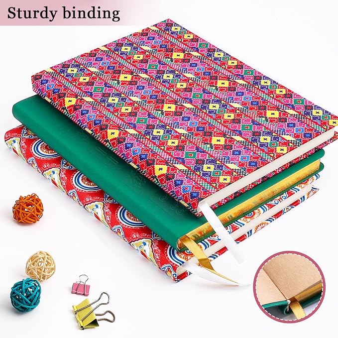 Journal Notebook, Fabric Vintage Journal Hard Cover Lined Notebook, 192 Pages A5 College Ruled Notebook for Work & Note Taking, Perfect for Office School Home Supplies （Artascope）