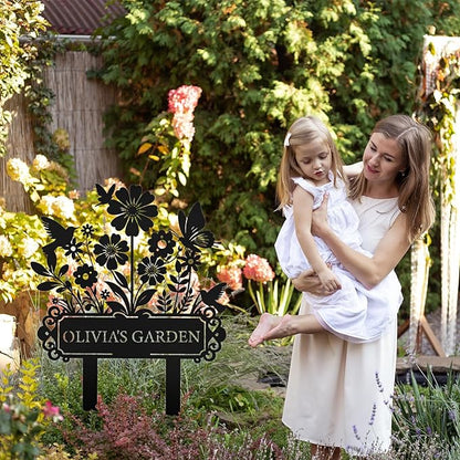 Custom Garden Sign | Personalized Garden Stake Metal Sign | Personalized Garden Name Sign | Custom Sign Outdoor Metal | Metal Sign Stakes Customized | Gardening Decor Gifts for Gardeners