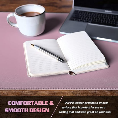 K KNODEL Desk Mat, Blotter, Dual-Sided Office Desk Pad, Waterproof Desk Mat for Desktop, Desk Blotters, PVC Leather Pad Protector (Purple, 23.6" x 13.8")