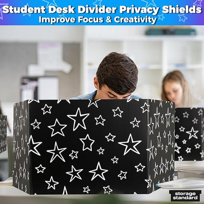 22-Pack Desk Dividers for Students - Star, Durable & Waterproof Plastic Study Carrel Divider, Classroom Folders Teacher Supplies, Easy-to-Clean Plastic Privacy Shield Folder Boards for Student Desks