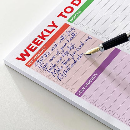 Weekly Planner Notepad, Weekly To Do List Notepad, Tear Off Undated Weekly Planner Pad, 11.5" x 8", Premium Thick Paper with Cardboard Back Support, Desk Planner for Office & Home, Vivid Color Design.