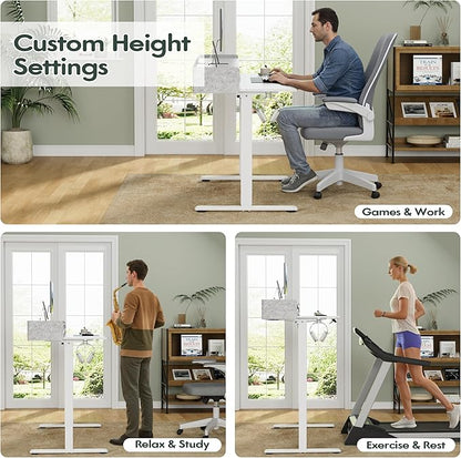 Homall Electric Standing Desk with 2 Drawers, Adjustable Height Computer Desk with Storage Sit Stand Table with Storage Shelf and Splice Board Quick Install for Home Office (White, 48 Inch)