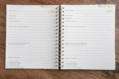 Paper 'n Such Guest Book for Rental House - Vacation Home - Short Term Rentals, Host Essentials, Spiral Hardcover Welcome Log for Airbnbs- 200 Pages (World Map)