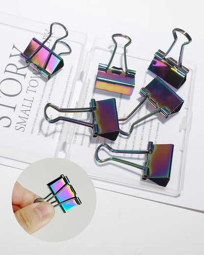 1 Inch Rainbow Paper Clamps, Medium Binder Clips for Home Office, 10 Pcs | Medium Rainbow Binder Clip, Colorful Paper Clamps, for Organizing Office Files, Folders, and Documents.