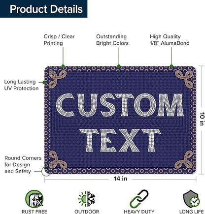 Custom Sign, Custom Street Sign, 11 Font Colors, 13 Font Styles, 4 Hole Options, 22 Sizes, 10x14 Inches, Rust Free DiBound, Fade Resistant, Made in USA by My Sign Center (Fauxsaic 1)