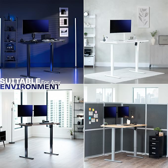 VIVO Electric 71 x 36 in Standing Desk, Memory Height Adjustment, 1B Series, Holds 220 lbs, White Top Black Frame, DESK-KIT-1B7W-36
