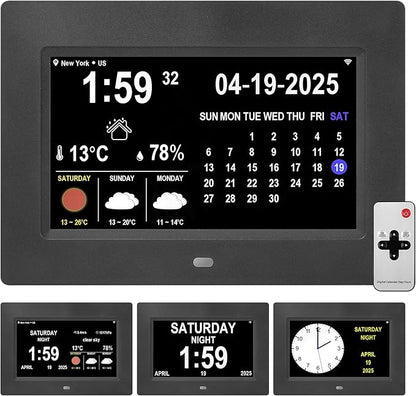 Memwake Digital Alarm Clock, Multiple Alarm Functions, Clock with Date and Day, Digital Alarm and Electronic Calendar for Seniors (White, 7 inch) (7-inch Black WiFi)