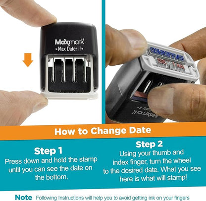 MaxMark Self-Inking Rubber Date Office Stamp with Denied Phrase & Date - Black Ink (Max Dater)