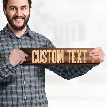 Custom Sign, Custom Street Sign, 11 Font Colors, 13 Font Styles, 4 Hole Options, 22 Sizes, 4x18 Inches, Rust Free DiBound, Fade Resistant, Made in USA by My Sign Center (Vintage Wood)