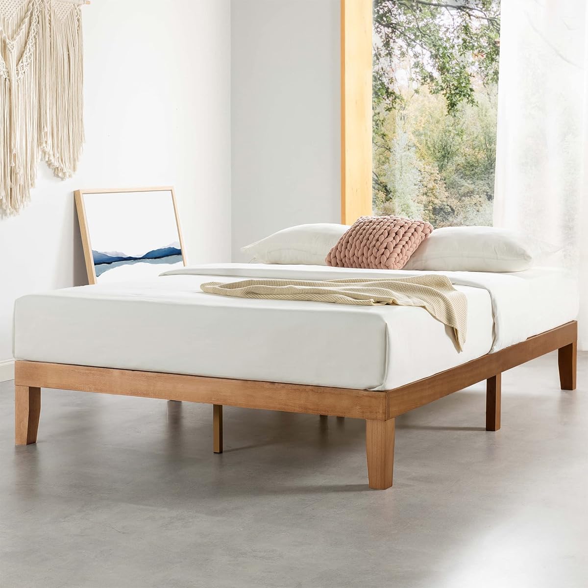 Naturalista Classic - 12 Inch Solid Wood Platform Bed with Wooden Slats, No Box Spring Needed, Easy Assembly, King, Natural Pine