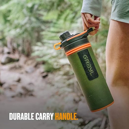 GRAYL GeoPress 24 oz Water Purifier Bottle - Filter for Hiking, Camping, Survival, Travel (Oasis Green)