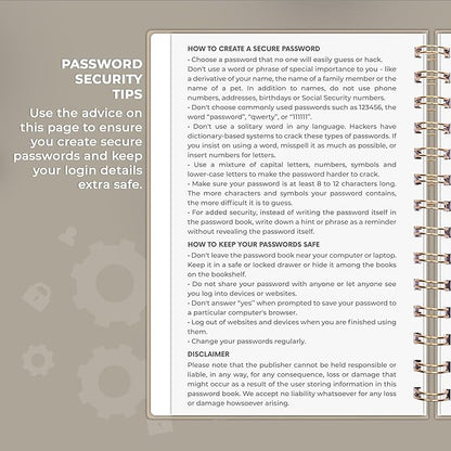 Clever Fox Password Book Spiral – Internet Address & Password Organizer with Laminated Alphabetical Tabs – Password Keeper Journal – Hardcover, Medium Size, 6.1x7.7” (Seashell)