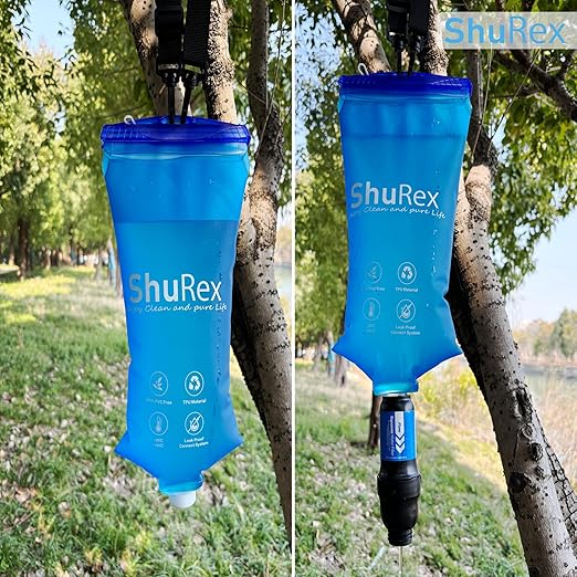 3L Gravity-Fed Water Bag for Sawyer Water Filtration System Survival Water Filter Straw, Compatible with LifeStraw and Other Water Filter Straw, Foldable, BPA-Free (3L)