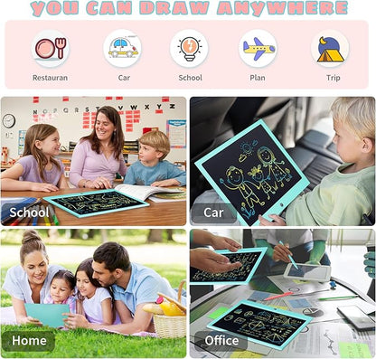 LCD Writing Tablet for Kids, 15 Inch Colorful Electronic Doodle Board, Educational Learning Kids Drawing Tablet Toys, Christmas Birthday Gift for 3 4 5 6 7 8 9 Year Old Girls Boy