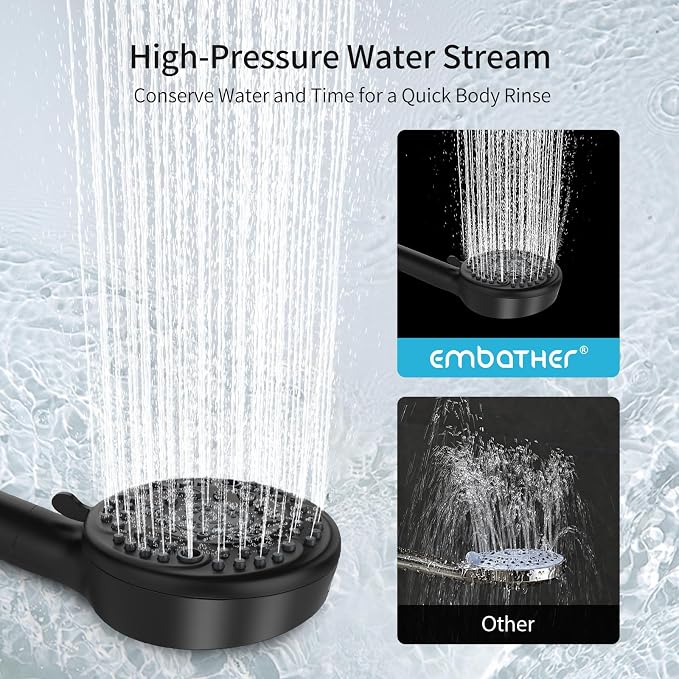 Filtered Shower Head with Handheld, 9 Spray Mode High Pressure Shower Head with 4 Filters, Hard Water Filter Showerhead - Remove Chlorine, Matte Black