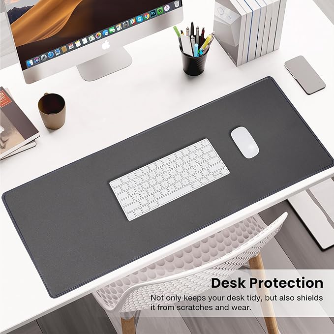 ALOANES Waterproof Mouse Pad with Durable Stitched Edge, XXXL gaming Keyboard Pad, Non-Slip Rubber Base Mouse Mat, Extended Desk pad for Gamer, Office & Home, Dark Gray Mousepad 35.4''x 15.7''x 0.12''