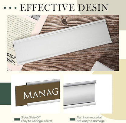 36 Pack Leifide Name Plates for Doors, 2 x 8 Inches Aluminum Office Name Plate Holder for Wall, Meeting Room, Office, Business Department, Desk, Warning Area