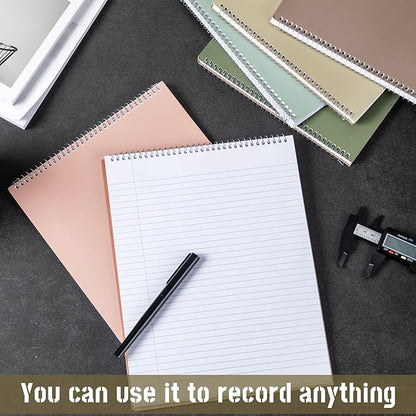 Maitys 6 Pcs Legal Pad Steno Spiral Notebook 8.5" x 11" Top Bound Spiral Pads Hard Cover College Ruled Notepad 70 Sheet Pad for School Office University Home(Stylish Color,Classic Style)