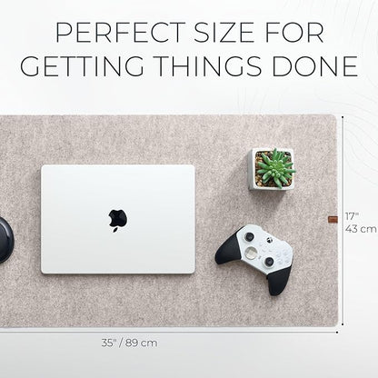 Nordik Large Felt Desk Mat — 35 × 17 in, Stone Oat Beige