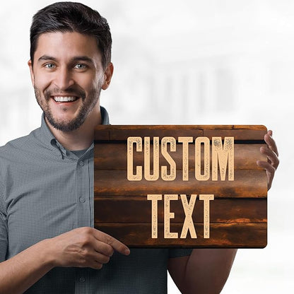 Custom Sign, Custom Street Sign, 11 Font Colors, 13 Font Styles, 4 Hole Options, 22 Sizes, 10x14 Inches, Rust Free DiBound, Fade Resistant, Made in USA by My Sign Center (Vintage Wood)
