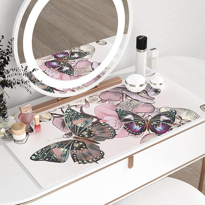 QIYI Large Mouse Pad, PU Leather Desk Blotter Protector, Waterproof Computer Desk Mat, Butterflies Keyboard Mouse Pads, Non Slip Base Home & Office Accessories, Extended Large Size 31.5" x 15.7"