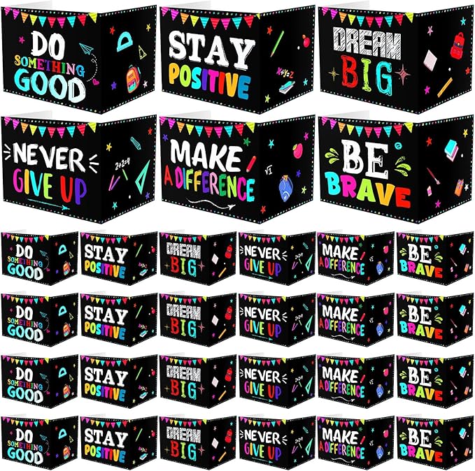 Honoson 24 Pcs Bulk Inspirational Privacy Folders for Students Cardboard Test Privacy Boards Motivational Words Desk Dividers Shield for Classroom School Study Supplies, 6 Styles(Positive)