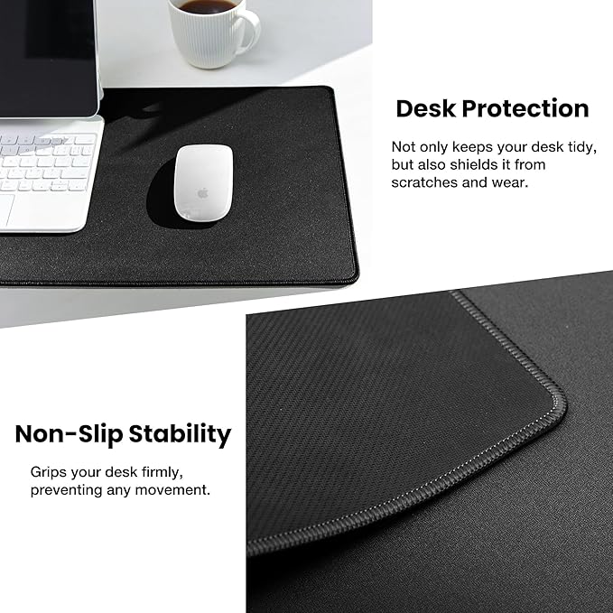 ALOANES Large Gaming Mouse Pad with Non-Slip Rubber Base,Stitched Edge,Desk mat for Laptop,Computer & PC, Wristing Pad for Gamer,Office & Home,Classic Black XL 11.81''x31.50''x0.12''
