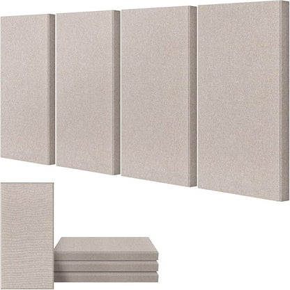 UMIACOUSTICS 4 PCS Acoustic Panels, 2“ Thick 23.6" x 11.8" Fiberglass Sound Wall Panels, Sound Absorbing Panels for Home Studios, Office, Theater. Light Camel