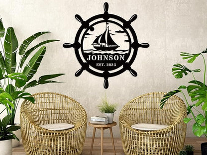 Coastal Metal Boat Anchor Sign, Metal Wall Art Decor, Nautical Outdoor Indoor Sign, Hanging Home Dining Room Decor, Living Room Bedroom Wall Decorations