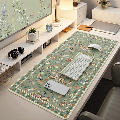 iCasso Green Large Mouse Pad, Desk Matt for Desktop, XXL Desk Mat for Keyboard and Mouse, Anti-Slip Big Mousepad Computer Mat with Stitched Edges