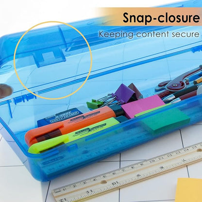 BAZIC PRODUCTS Bright Color Ruler-Length Pencil Box, 4-Set | 13 3/8 x 5 3/8 x 2 1/2 in, snap-latch lid for long supplies