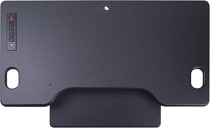 Rocelco 46" Height Adjustable Standing Desk Converter - Desktop AC USB Charger - Sit Stand Up Triple Monitor Riser - Tall Computer Workstation - Retractable Keyboard Tray - Black (R DADRB-46-ACUSB)