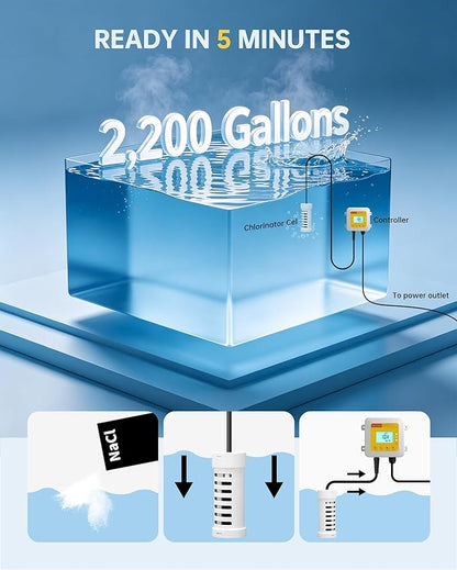 WiFi Salt Chlorine Generator, Westaho Hot Tub Salt Water Conversion Kit with USA Titanium Salt Cell, APP Monitoring & Real-Time Salt Alerts, for Swim Spas Up to 2,200 Gallons