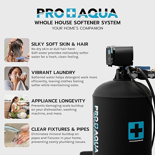 PRO+AQUA Elite Whole House Water Filtration System + 55,000 Grain Water Softener Bundle | PRO-E-S55E | Well Water Filtration for 5–7 Person Homes