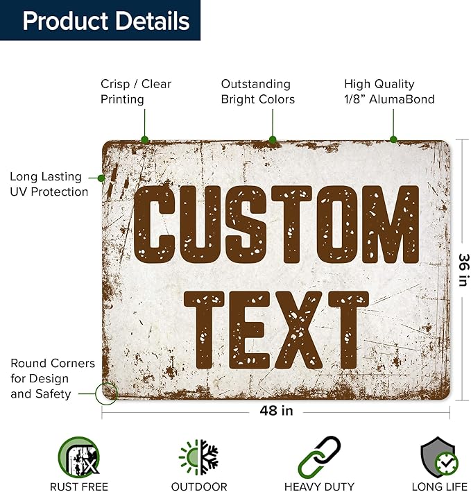 Custom Sign, Custom Street Sign, 11 Font Colors, 13 Font Styles, 4 Hole Options, 22 Sizes, 36x48 Inches, Rust Free DiBound, Fade Resistant, Made in USA by My Sign Center (Rustic)