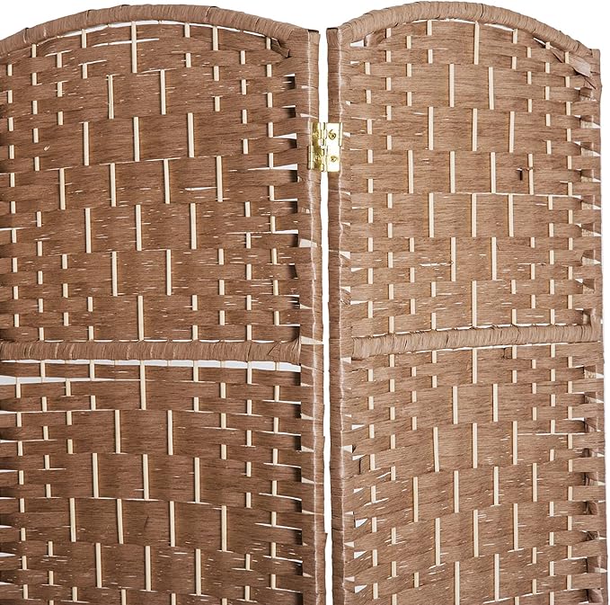 HOMCOM Room Divider, 6 Panel Folding Privacy Screen, 6FT Tall Portable Wicker Weave Partition Wall Divider for Bedroom, Home Office, Natural