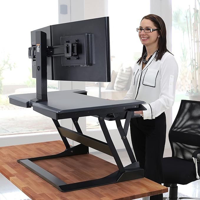 Ergotron – WorkFit-T Standing Desk Converter, Dual Monitor Sit Stand Desk Riser for Tabletops – 35 Inch Width, Black