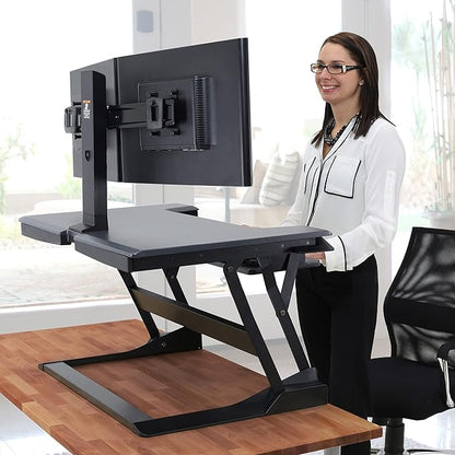 Ergotron – WorkFit-T Standing Desk Converter, Dual Monitor Sit Stand Desk Riser for Tabletops – 35 Inch Width, Black