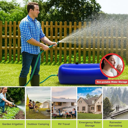 100 Gallon Water Bladder, 1000D PVC Foldable Portable Water Tank, Blue Large Capacity Water Bag Container for Garden, Drought Resistance, Fire Prevention, Emergency Supply