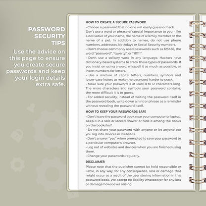 Clever Fox Password Book Spiral – Internet Address & Password Organizer with Laminated Alphabetical Tabs – Password Keeper Journal – Hardcover, Medium Size, 6.1x7.7” (Foggy Alps)