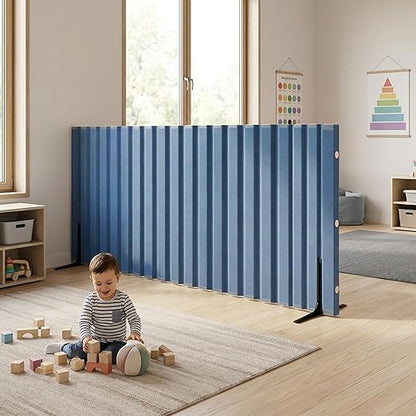 Angeles 48" x 10' Quiet Divider With Sound Dampening Panels, Freestanding Room Divider Wall, Blue