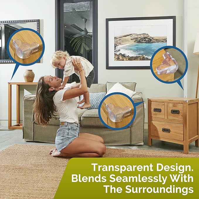 Corner Protectors for Baby (12 Pack) - Patented - New & Improved Edge Protector for Baby – Transparent Corner Protectors - Baby Safety Products to Baby Proof Corners and Edges