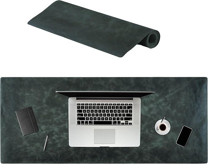 Node Leather Calfskin Leather Desk Pad – Executive Office Desk Mat with Non-Slip Bottom – Smooth Surface for Mouse & Keyboard – Wide Desk Protector 15 3/4" x 38" – Real Leather Desk Blotter