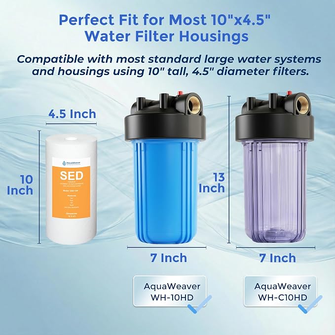 5 Micron 10" x 4.5" Whole House Sediment Water Filter Replacement Cartridge for DGD-5005,Culligan WH-HD200-C,HD-950A, AP817,RFC-BBSA, AP810, SED-154, 4PACK