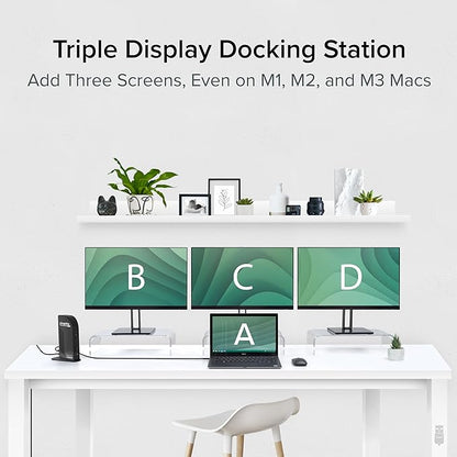 Plugable USB-C Triple Monitor Docking Station: 13-in-1 Laptop Dock with 100W Charging for Mac (DisplayLink Driver Required), Windows, Chrome, 3 HDMI, Gigabit Ethernet, SD, USB-C 20W, 4 USB - UD-ULTCDL